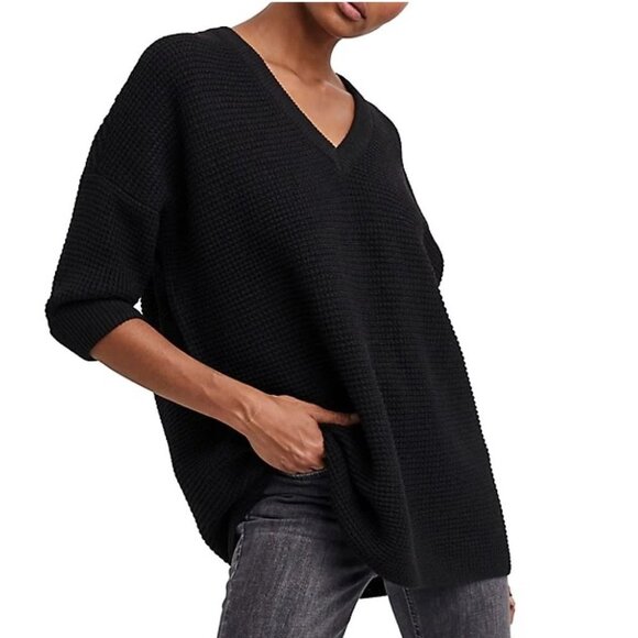 VERO MODA SURF PURL LS LONG V NECK BLOUSE CURVE - Picture 1 of 5